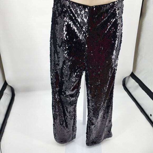 House of Harlow 1960 Women’s XS Black Sequin 2 Pc Halter Crop Top Pants Set New - Picture 9 of 14